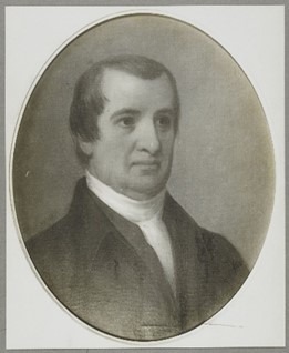 An oval portrait of Abraham Clark, a New Jersey signer of the Declaration of Independence.