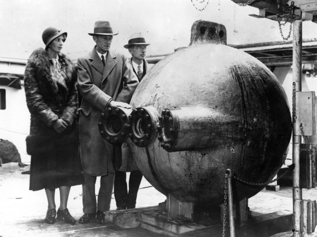 Beebe’s Bathysphere at the Watson–Stillman factory in Roselle.