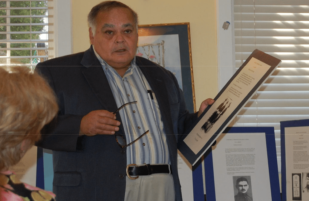 Lester Sargent presenting on Medal of Honor recipients from Union County during the UCHS anniversary dinner program