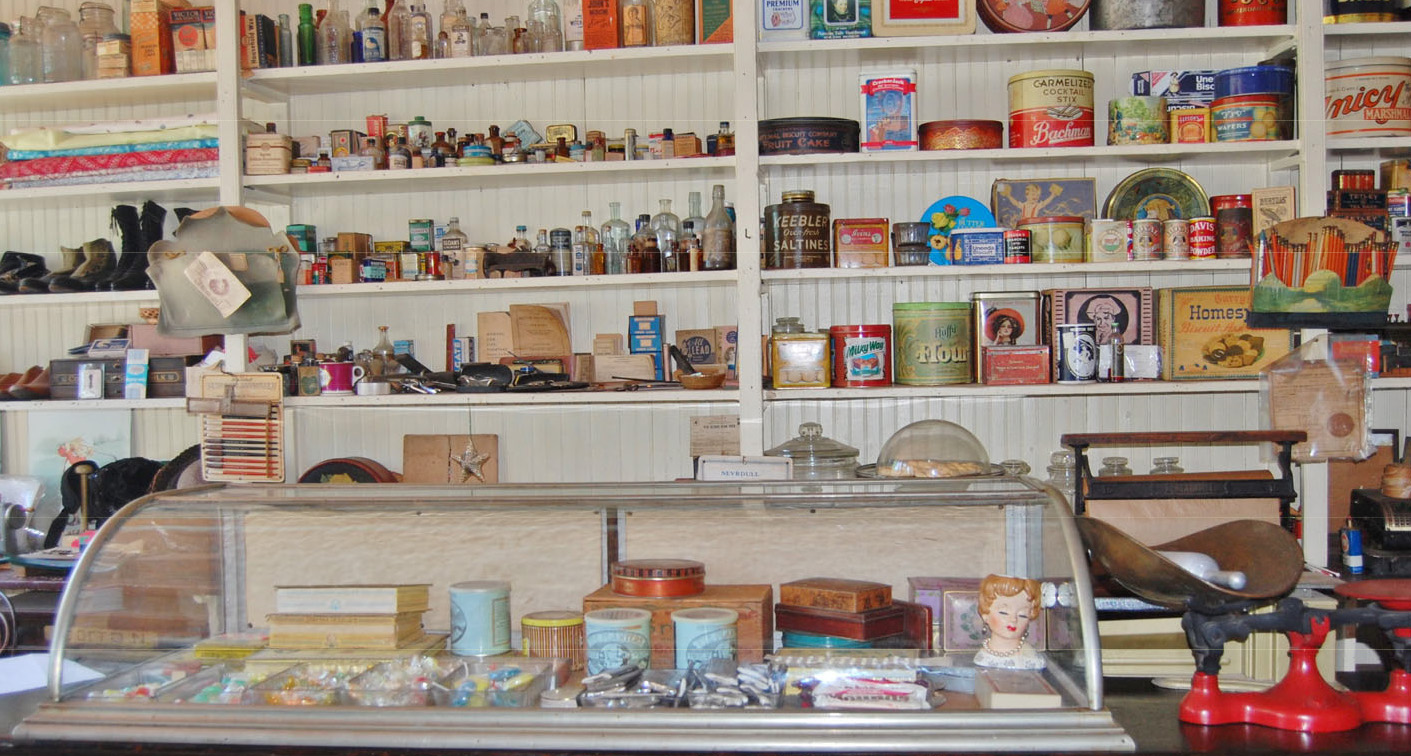 Interior of the Eaton Store Museum in Hillside, New Jersey, stocked with vintage products and period displays from around 1925
