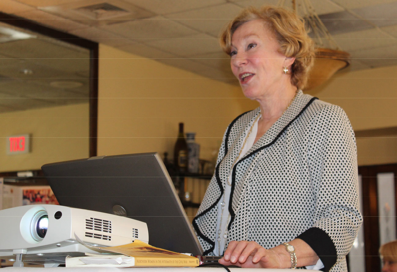 Joanne H. Rajoppi speaking at a Union County Historical Society meeting