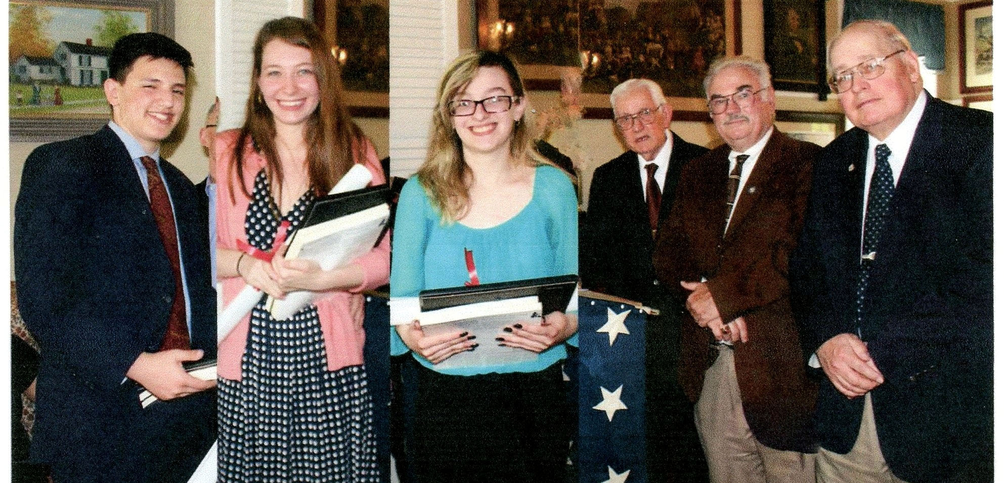 Student award recipients with UCHS officers at Hanson House during the May 2018 awards meeting.