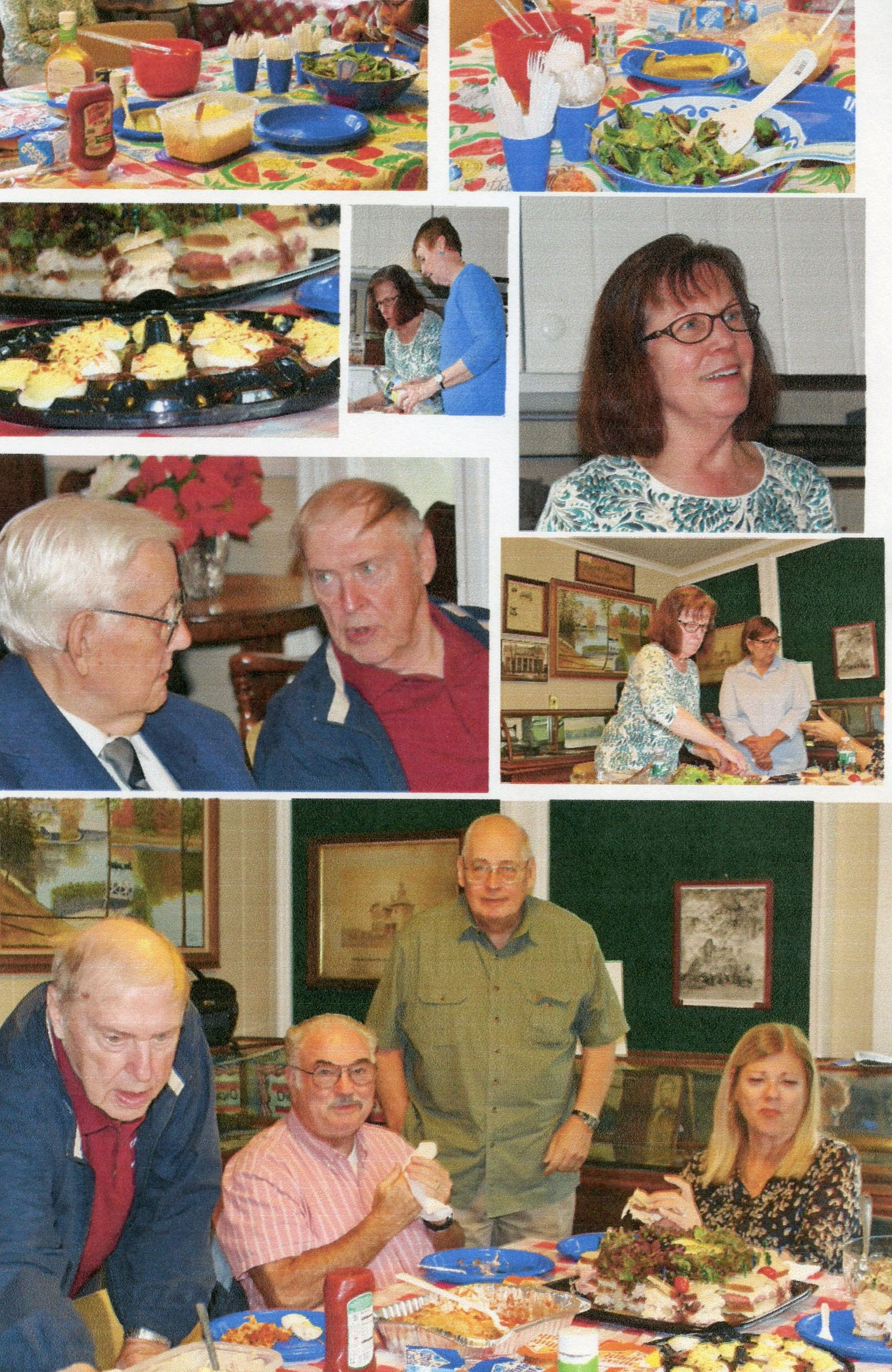 UCHS members preparing food during the indoor picnic at the Hanson House.