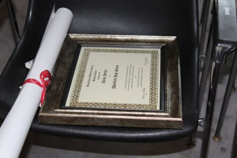 Framed Union County Historical Society student award certificate and scroll