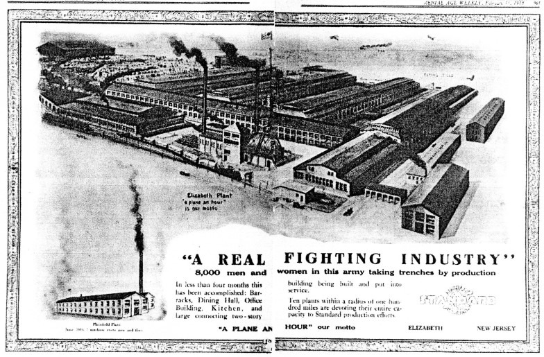 Standard Aircraft factory in Bayway, 1918, promoted as ‘A Real Fighting Industry.’