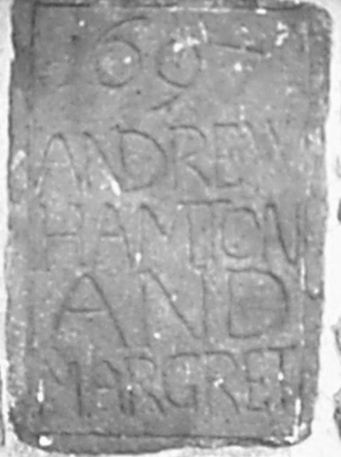 Clay foundation tablet inscribed “1696 Andrew Hamton and Margret” associated with Old St. John’s Parsonage