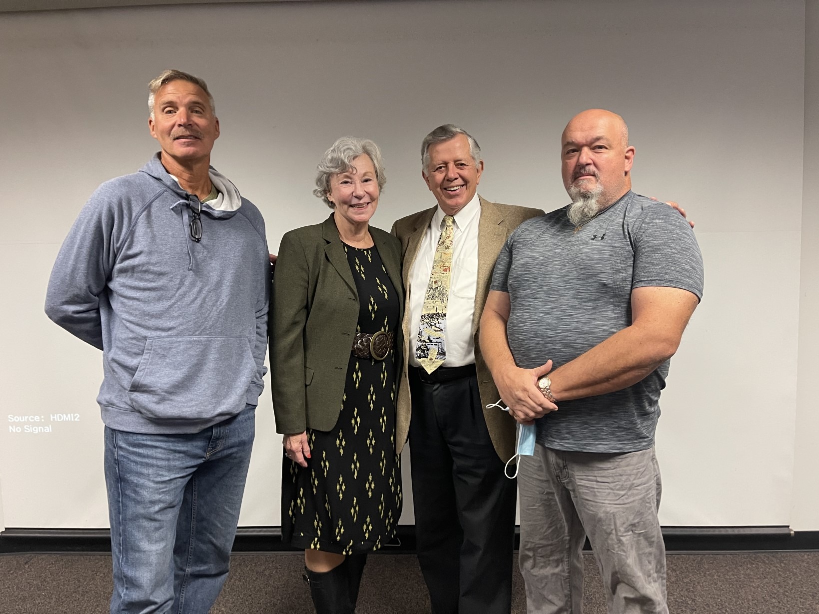 Dr. Walter Boright with Union County Historical Society leaders after the Reign of Terror program at Cranford Community Center
