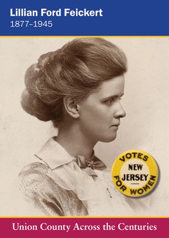 Historic County Card featuring suffragist Lillian Ford Feickert with a Votes for Women button.