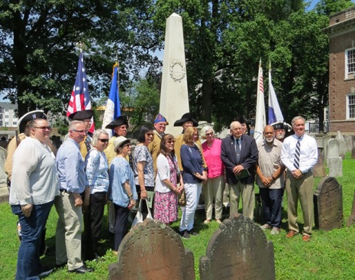Attendees gathered at the James and Hannah Caldwell Monument during the June 21, 2025 rededication at Snyder Academy in Elizabeth, NJ