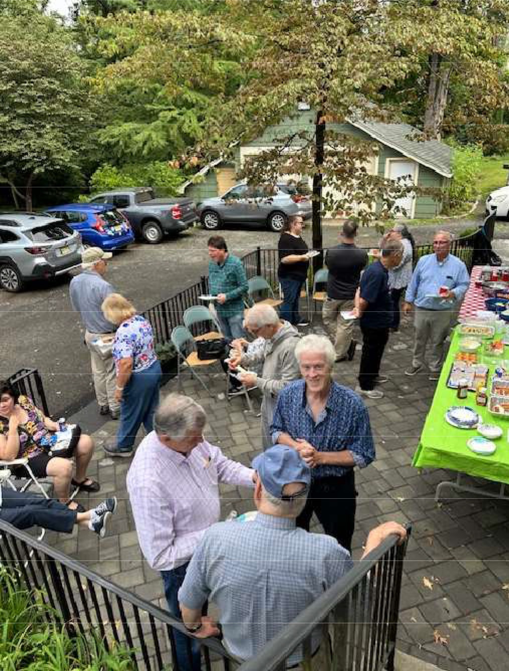 Overhead view of guests socializing at the UCHS annual picnic