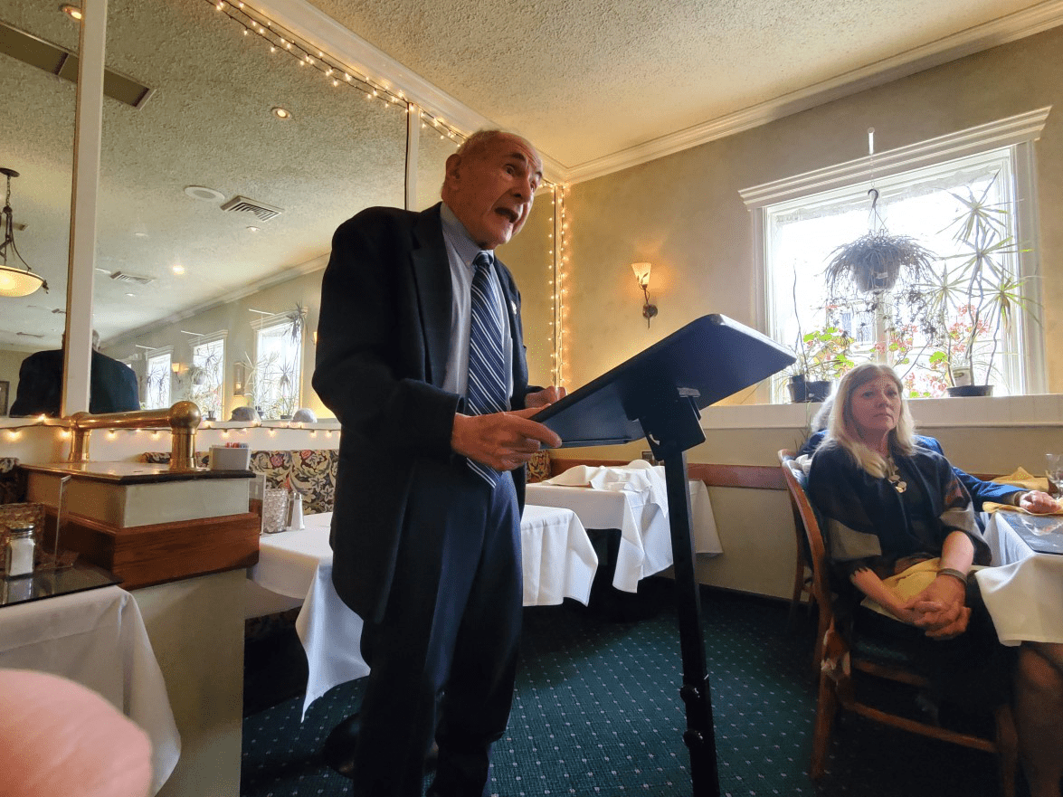 Dr. Jonathan Lurie speaking at the Union County Historical Society Annual Luncheon at the Garden Restaurant in Union, New Jersey.