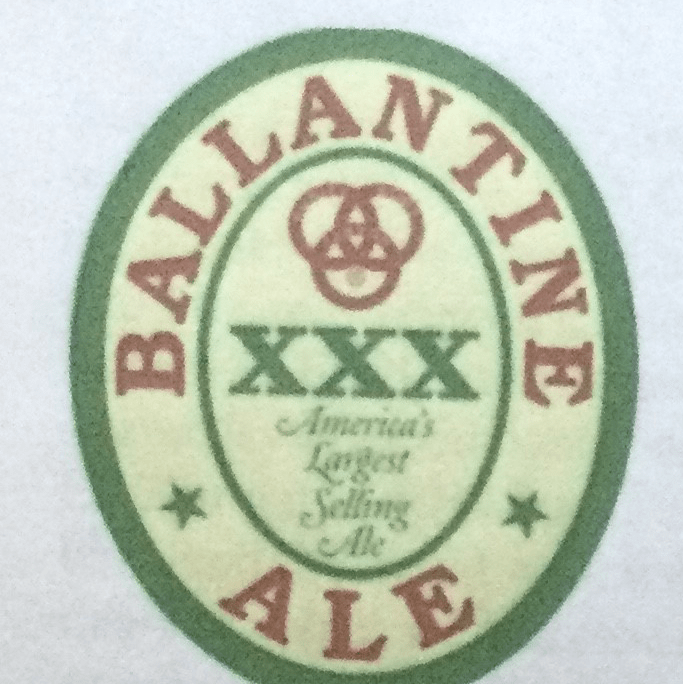 Vintage Ballantine Ale logo coaster with the slogan “America’s Largest Selling Ale.”